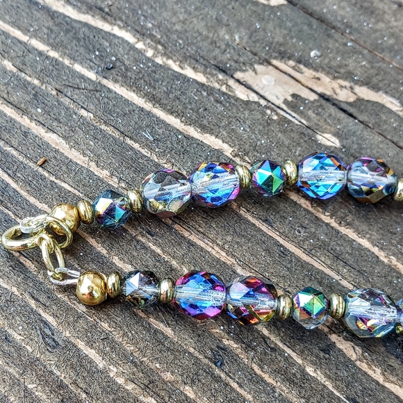 Aura geode druzy pendent necklace w/🔥polished glass beads w/ matching earrings - Picture 7 of 7